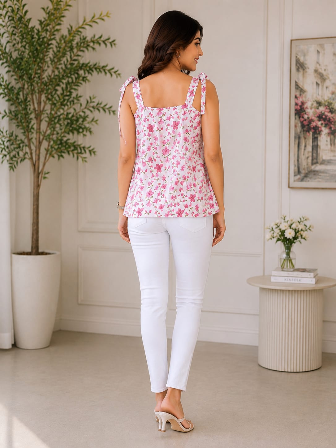 Blush Bloom Tie-Up Floral Top